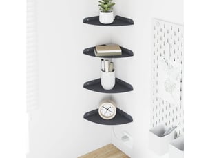 Lot de 4 étagères flottantes d'angle, étagères murales anthracite 18 x 18 x 2 cm cf41660