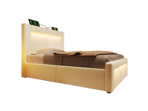 Lit coffre 90x200 cm DZMDIP   coloris beige