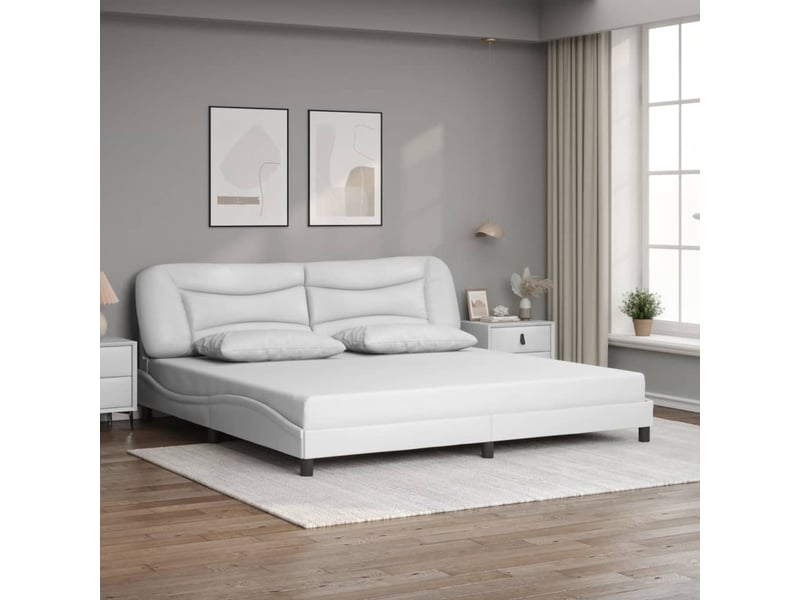  Lit adulte, lit double, cadre de lit avec led sans matelas hvar blanc 200x200cm cf590  - Conforama D