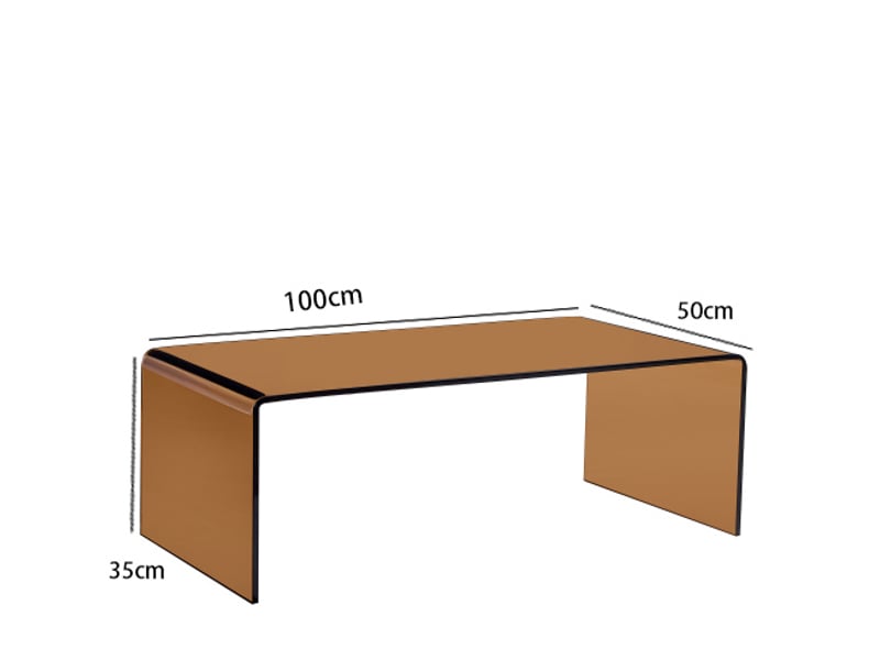  Table basse ulevr en verre trempé courbé brun 100 x 50 x 35 cm  - Conforama C