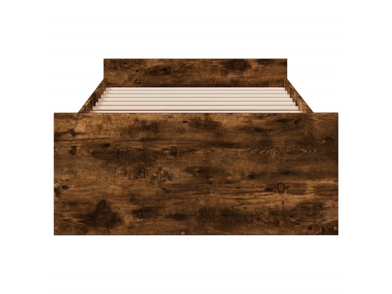 Lit simple- lit adulte - cadre de lit avec tiroirs sans matelas chêne fumé 90x190 cm - Conforama C