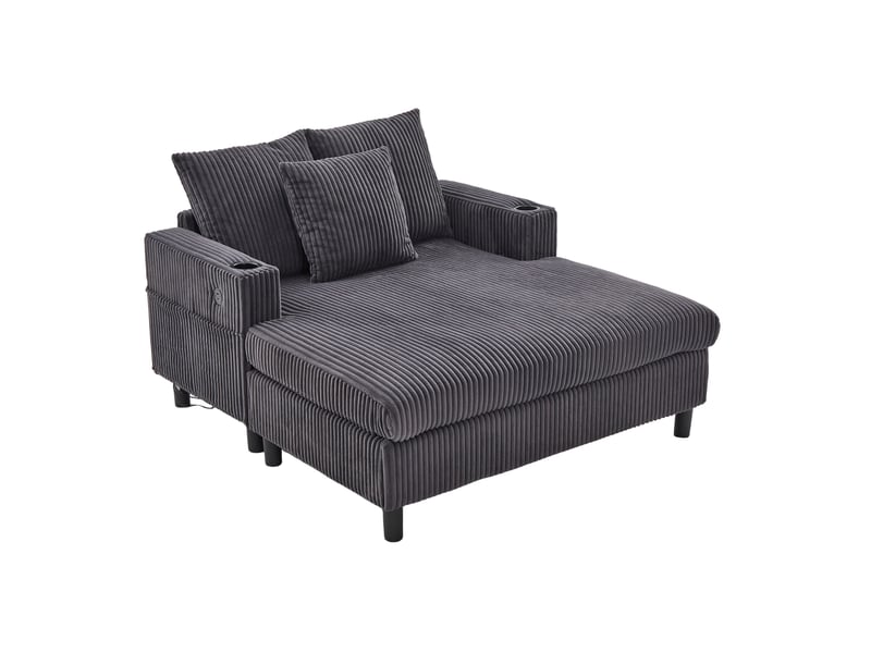 Fauteuil chaise longue xxl avec usb led porte-gobelets latéraux éclairage d’ambiance salon chambre - Conforama D