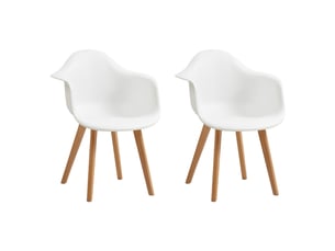 Lot de 2 chaises de salle à manger - pieds en bois - chaises de salle à manger scandinaves - blanc