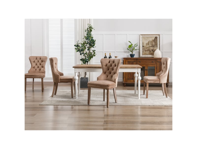  Lot de 4 chaises de salle à manger en velours pieds réglables evryae  - Conforama D