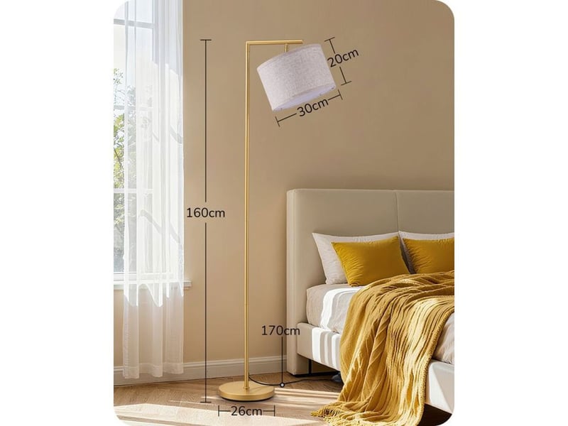  Lampadaire sur pied angle reglable e27 2700k lin beige dore 370618_AACLB13935_6_DROPFR - Conforama E