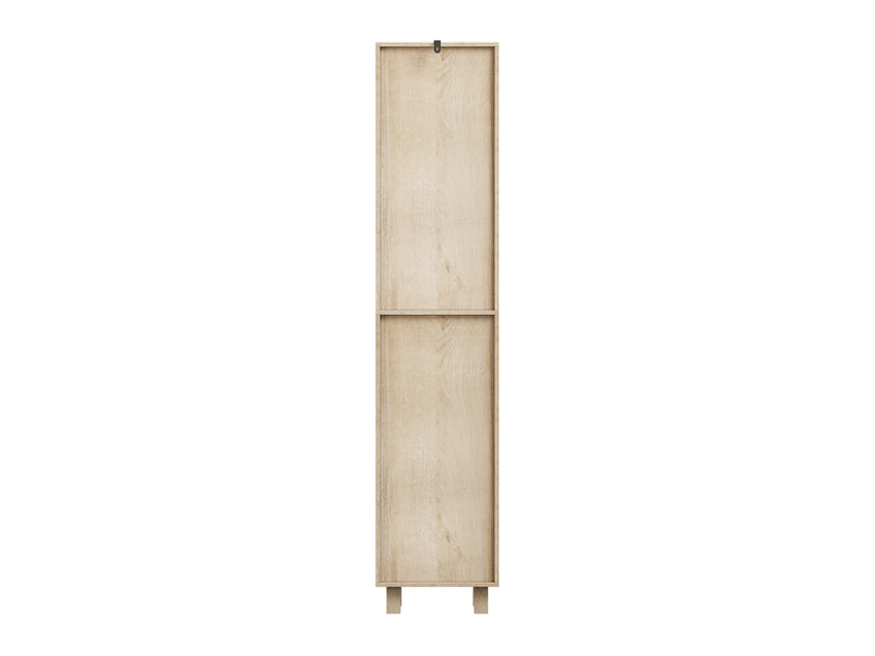 Meuble salle de bain chêne 162,5 cm, armoire lave-linge avec portes et étagères ouvertes - Conforama D