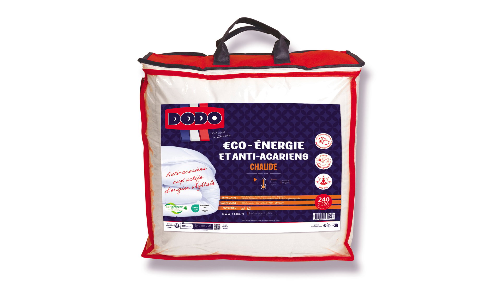DODO Couette 240x220 cm ECO-ÉNERGIE et ANTI-ACARIENS blanc Conforama