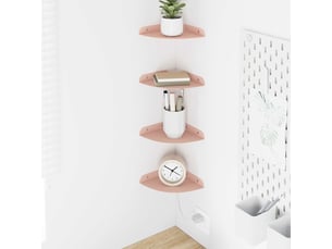 Lot de 4 étagères flottantes d'angle, étagères murales rose 15 x 15 x 2 cm cf41675