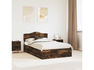 Lit adulte, lit semi-double, cadre de lit chêne fumé 135x190cm bois ingénierie cf5830
