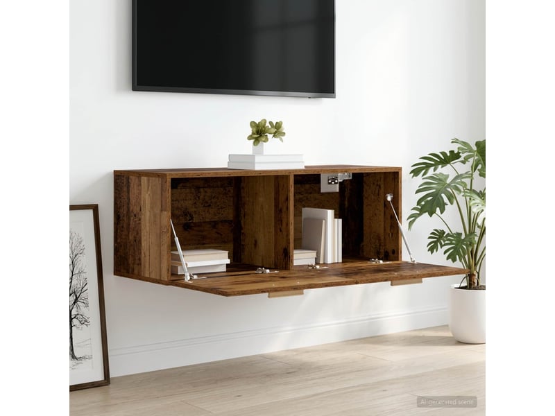  Meuble mural salon bois ancien 100 x 36,5 x 35 cm bois d'ingénierie shl1395  - Conforama D
