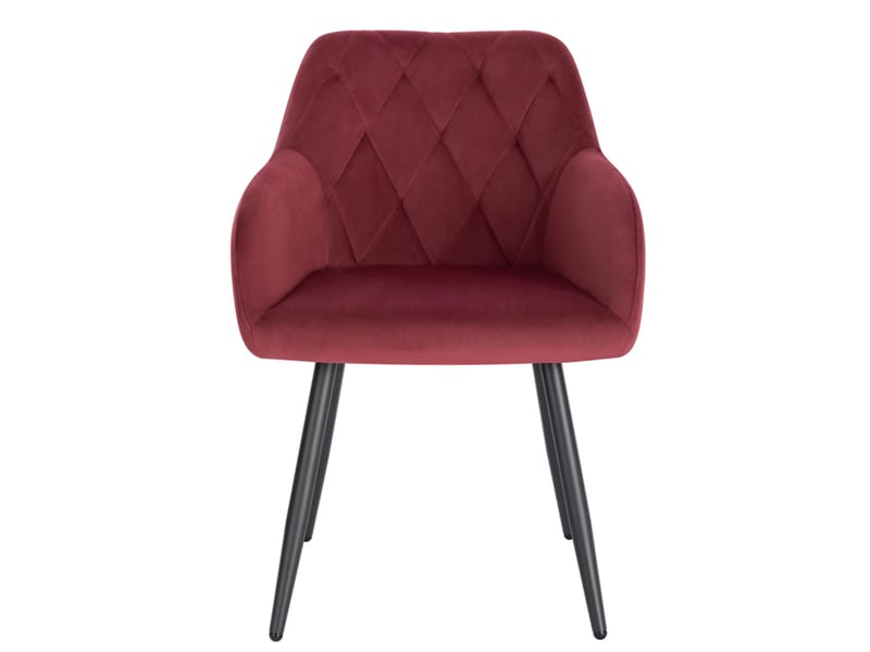  Chaise de salle à manger avec accoudoirs rouge en velours et pieds en métal  - Conforama A