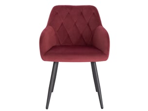 Chaise de salle à manger avec accoudoirs rouge en velours et pieds en métal