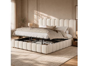 Lit coffre 180x200 cm <strong></strong>  <strong></strong> coloris beige