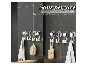Crochet ventouse salle de bain (clear+silver, ) |  crochet mural sxtra forte suction hooks pour douche cuisine torchon toilette