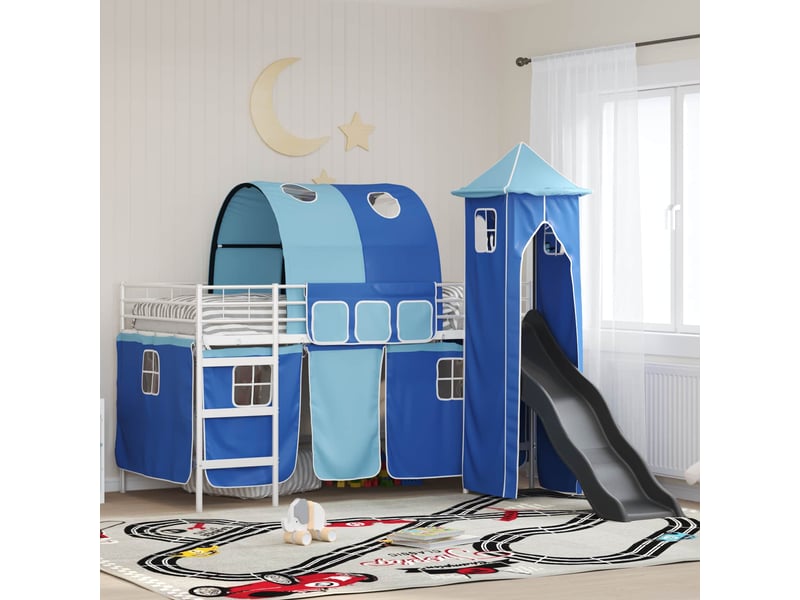  Cadre de lit superposé pour enfants - lit jeune blanc et bleu 90 x 200 cm  - Conforama B