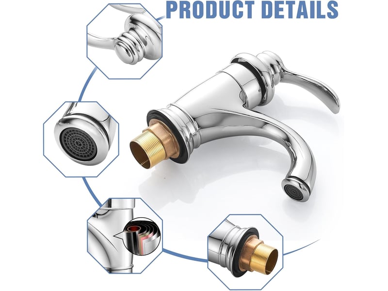  Robinet salle de bain rétro, monocommande mitigeur lavabo en laiton, moderne robinet de lavabo avec chaude et froide réglable, chromé 38''  - Conforama D