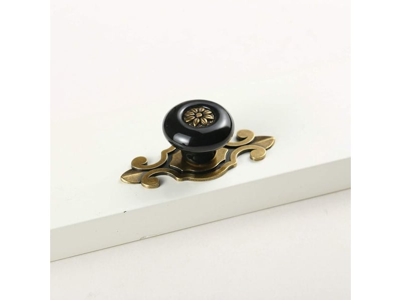  Lot de 4 poignées en céramique noire de 30 mm, poignées vintage pour portes, meubles et salles de bain  - Conforama B