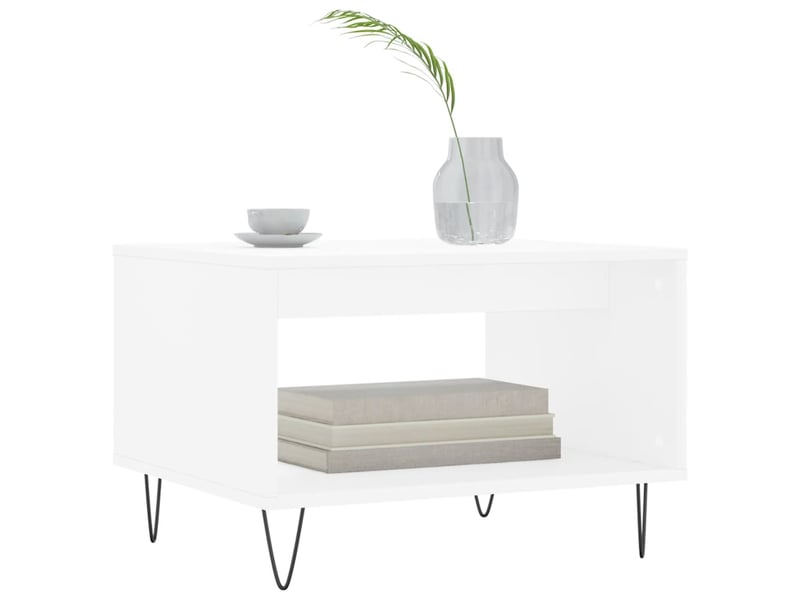  Table basse | table d'appoint salon blanc 60x50x40 cm bois d'ingénierie shl6882  - Conforama C