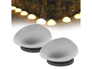 Lot de 2 galets lumineux solaires pour jardin, led étanches – décoration d'allée, pelouse et terrasse- lumière chaude
