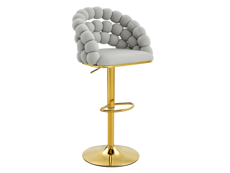  Lot de 2 tabourets de bar réglables,avec piètement doré,velours,gris clair  - Conforama D