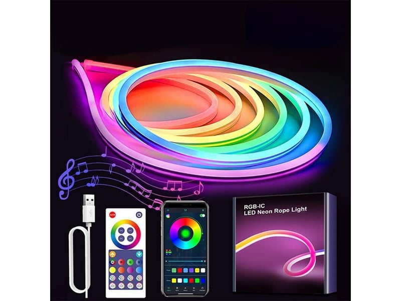  Bande lumineuse néon 3 m, led flexible à intensité variable 220 v avec contrôle par application, télécomm  - Conforama A