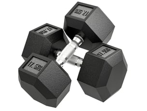Haltères hexagonales 35 kg (2 x 17,5 kg) – noir – poignées antidérapantes pour entraînement polyvalent
