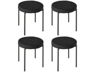 Tabourets de salle à manger lot de 4 empilables - assise rembourrée aspect velours métal noir 41,5 × 41,5 × 46 cm