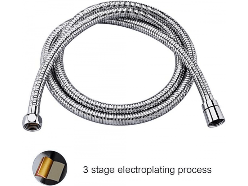  Flexible de douche universel 1.5m g12 - anti-torsion &amp; anti-pliure - acier inoxydable chrome - robinetterie salle de bains  - Conforama D