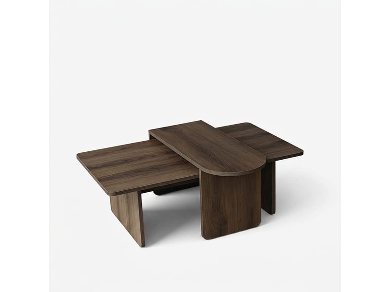  Set de 2 tables basses modernes en bois paris - noyer  - Conforama A