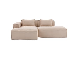 Canapé 2 places en tissu kaki 235 cm - assise ressorts ensachés et éponge haute densité - design moderne