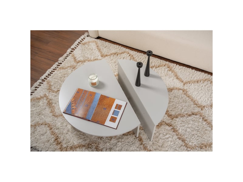 Tables basses gigognes en bois mdf mélaminé gris 90 x 60 x 30 cm lot de 2 - Conforama E