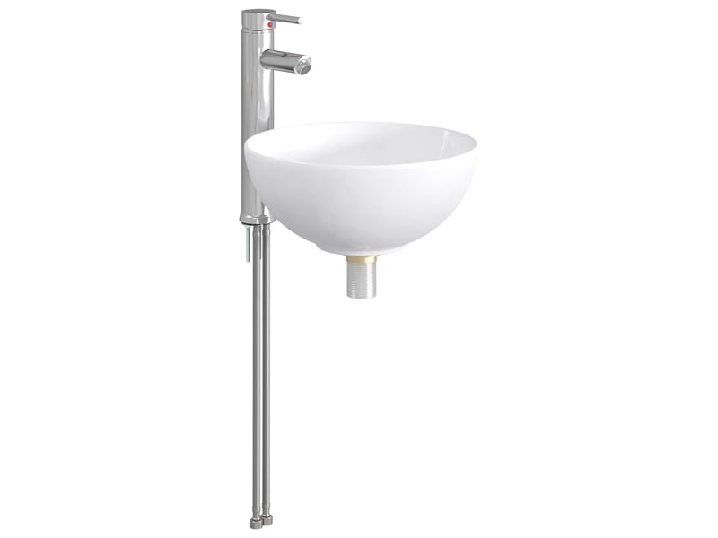 Lavabo de salle de bain avec robinet et drain chrome shl1409 - Conforama D