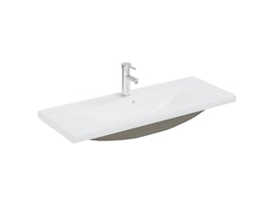 Lavabo encastré, vasque à poser avec robinet 101x39x18 cm céramique blanc cf65668
