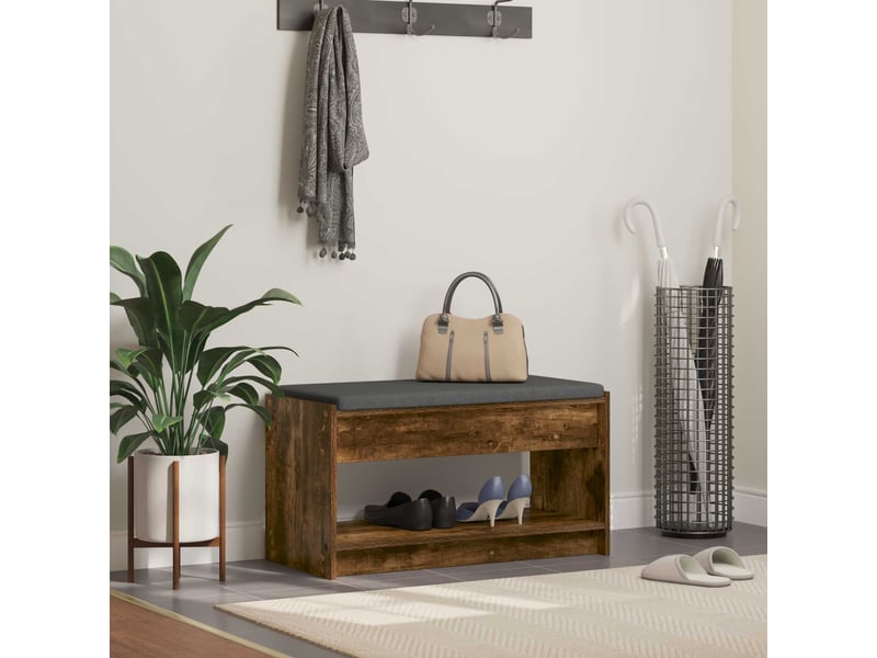  Banc d'entrée, banc interieur chêne fumé 83x38x45 cm  - Conforama B