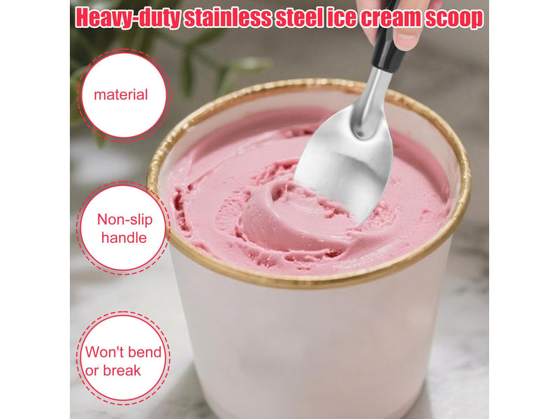 2pcs pelle à glace plate, acier inoxydable cuillère à glace robuste avec manche antidérapant pour servir des desserts durs ou crémeux - Conforama E