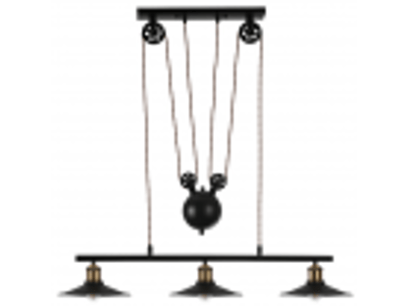  Suspension rustique ABRILA Triguero 3 lumières E27 noire et dorée, métal, hauteur réglable 90-175 cm, 88 x 22 cm, style farmhouse chic 132693009 - Conforama B