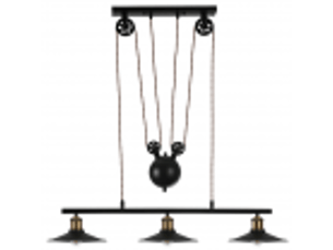Suspension rustique ABRILA Triguero 3 lumières E27 noire et dorée, métal, hauteur réglable 90-175 cm, 88 x 22 cm, style farmhouse chic