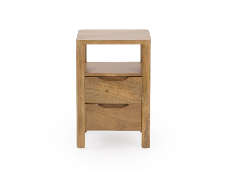  Table de chevet 2 tiroirs en bois massif de manguier  - Conforama A