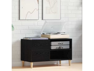 Meuble à vinyles, meuble de rangement salon 84,5 x 38 x 48 cm bois d'ingénierie chêne noir