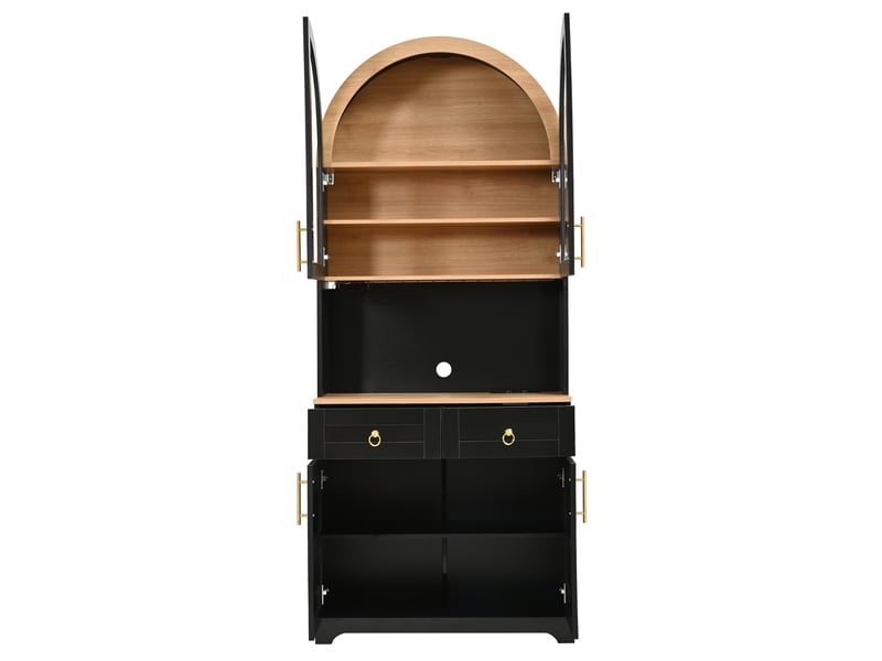  Buffet haut avec led, prises usb et rangement 80x40x180 cm noir  - Conforama E