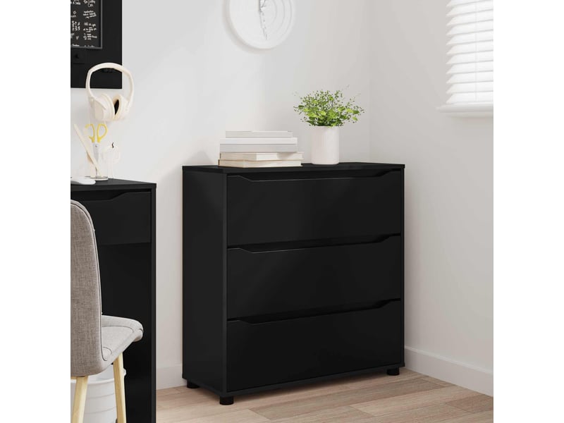  Armoire de rangement, commode de rangement 80 x 31 x 81 cm bois d'ingénierie noir  - Conforama E