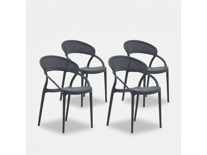  Lot de 4 chaises empilables pour intérieur et extérieur marsala - anthracite  - Conforama A