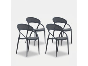 Lot de 4 chaises empilables pour intérieur et extérieur marsala - anthracite