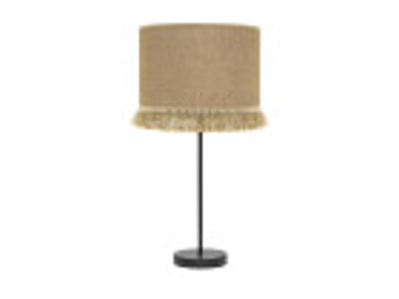  Fabrilamp sibila grande lampe à poser noire et sable, abat-jour en toile de jute à franges, 1 x e27, 62 cm 186371109 - Conforama B