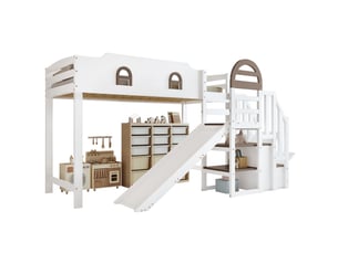 Lit mezzanine 90x200 cm <strong>NAHILIMI</strong> <strong></strong> coloris blanc