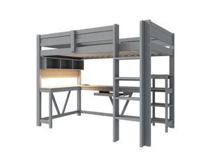 Lit mezzanine 90x200 cm LEYTN coloris gris