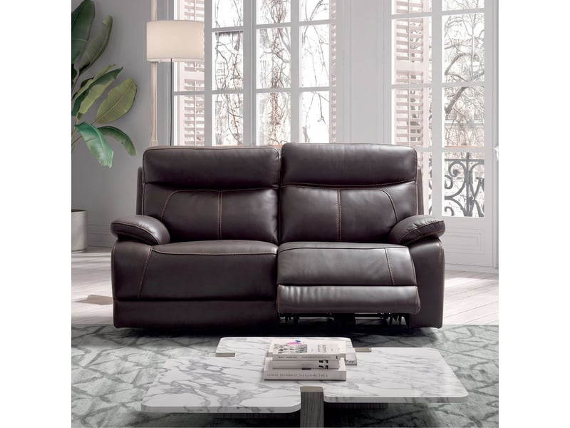  Canapé 2 places relax électrique cuir marron foncé - balios BALIOS - Conforama D