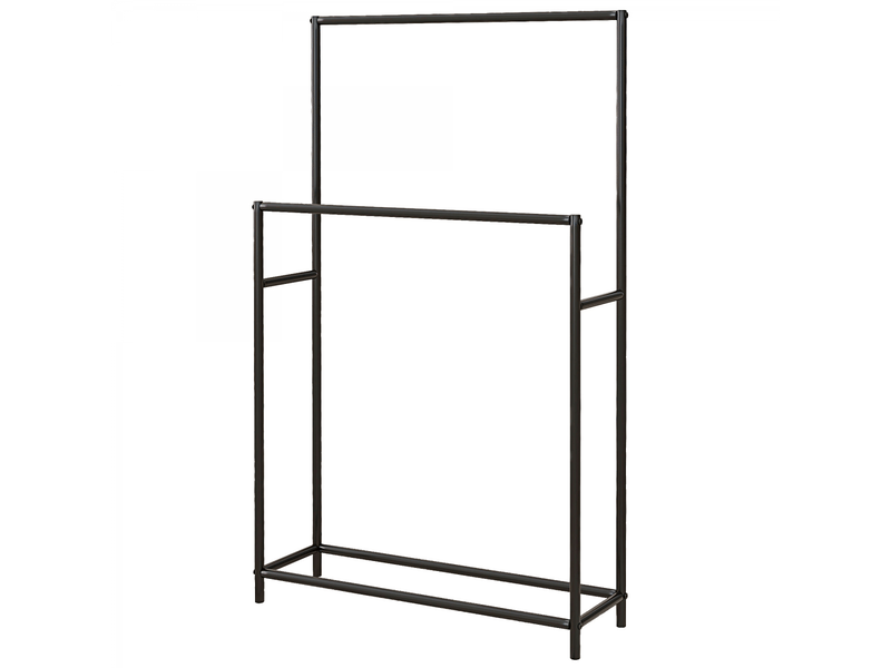 Porte serviettes sur pied sèche serviette 2 niveaux en métal pour la salle de bain,dim. 66lx20px110hcm,noir - Conforama B