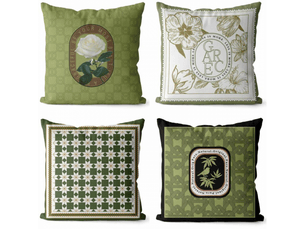Lot de 4 housse de coussin - lot de 4 45 x 45 cm housses de coussin taie d'oreiller décoratif canapé pour chambre, canapé, chaise, lit, jardin vintage vert