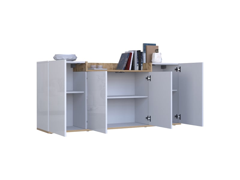  Buffet swink, 6 étagères, 160x35x70h cm blanc brillant Swink - Conforama D